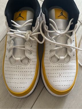 Jordan White and Yellow Low Top Sneakers